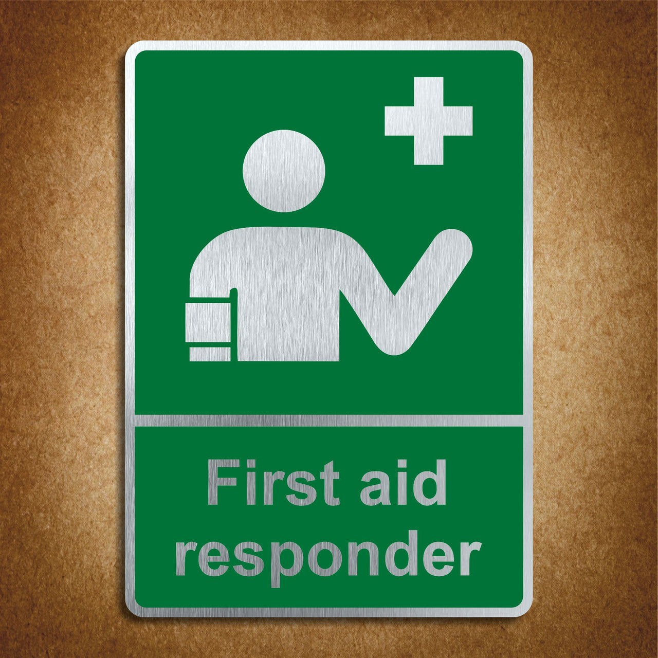 Brushed Aluminium First Aid Responder Sign