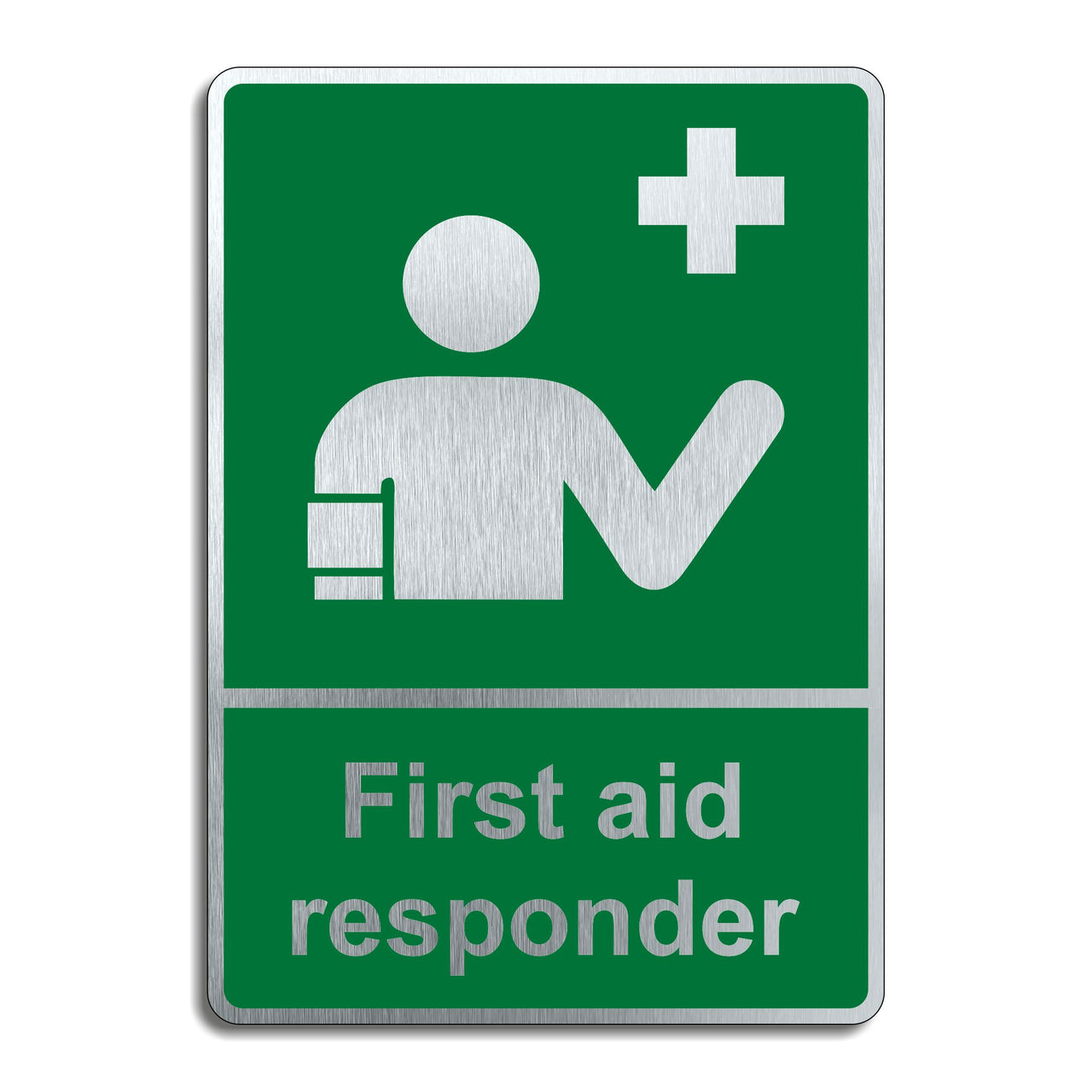 Brushed Aluminium First Aid Responder Sign