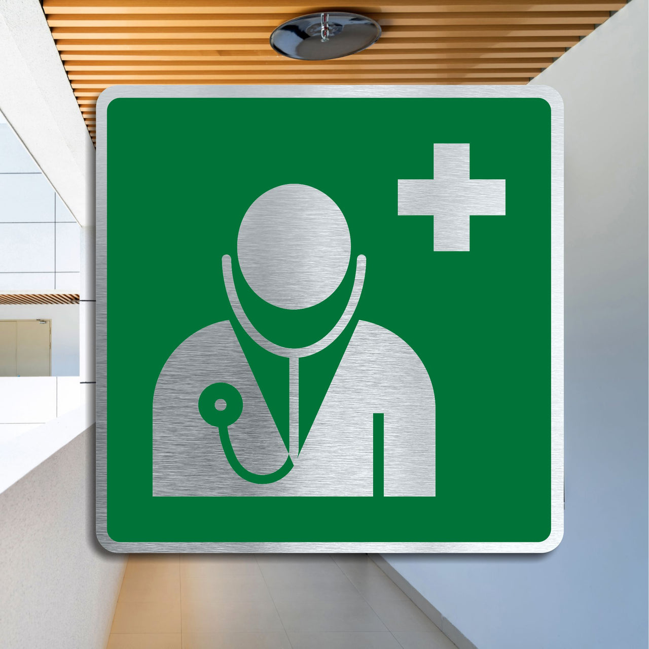 Square Brushed Aluminium Doctor / Medical Location Sign