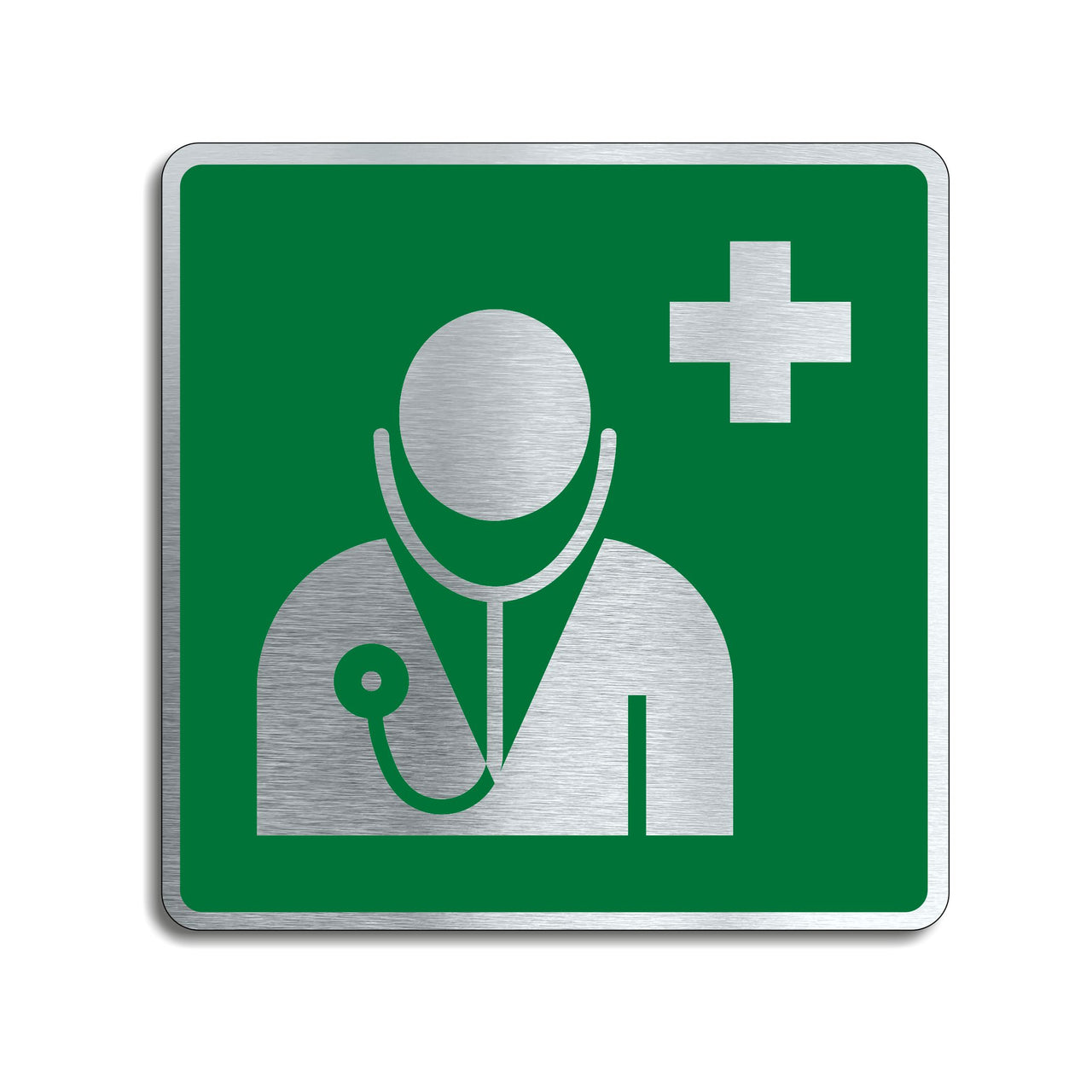 Square Brushed Aluminium Doctor / Medical Location Sign