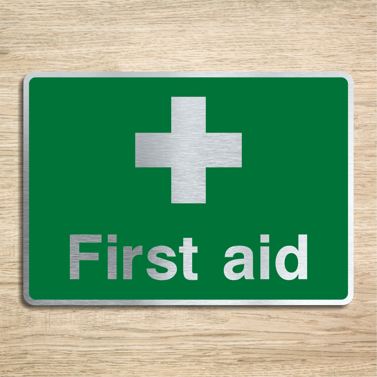 Brushed Aluminium First Aid Sign