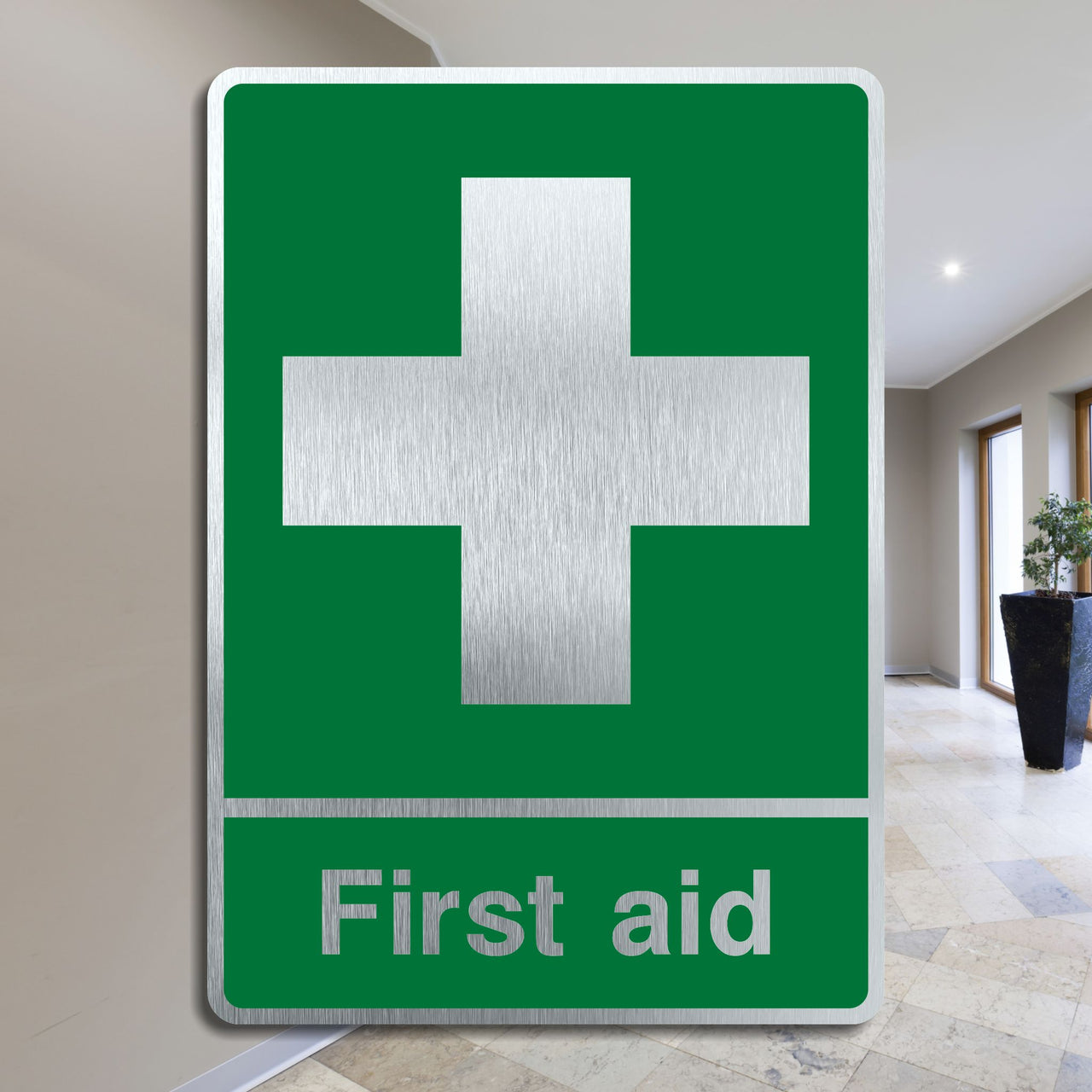 Brushed Aluminium First Aid Sign