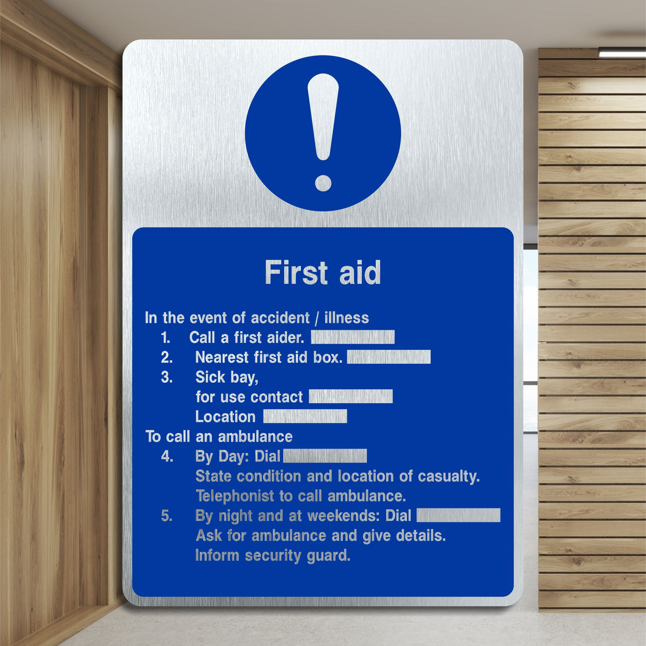 Brushed Aluminium First Aid Multimessage Sign