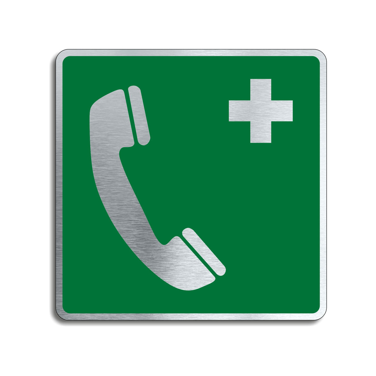 Square Brushed Aluminium Emergency Telephone Sign