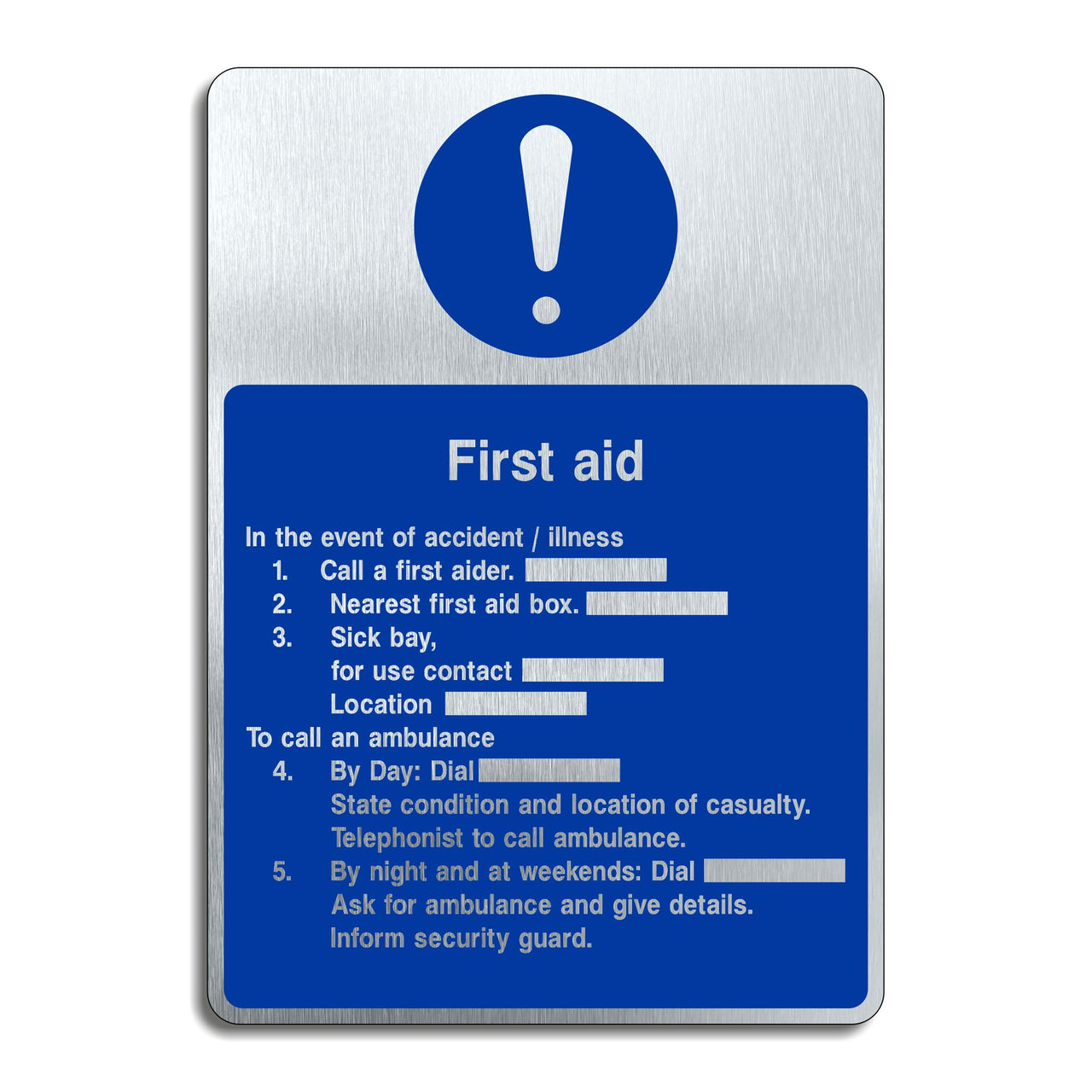 Brushed Aluminium First Aid Multimessage Sign