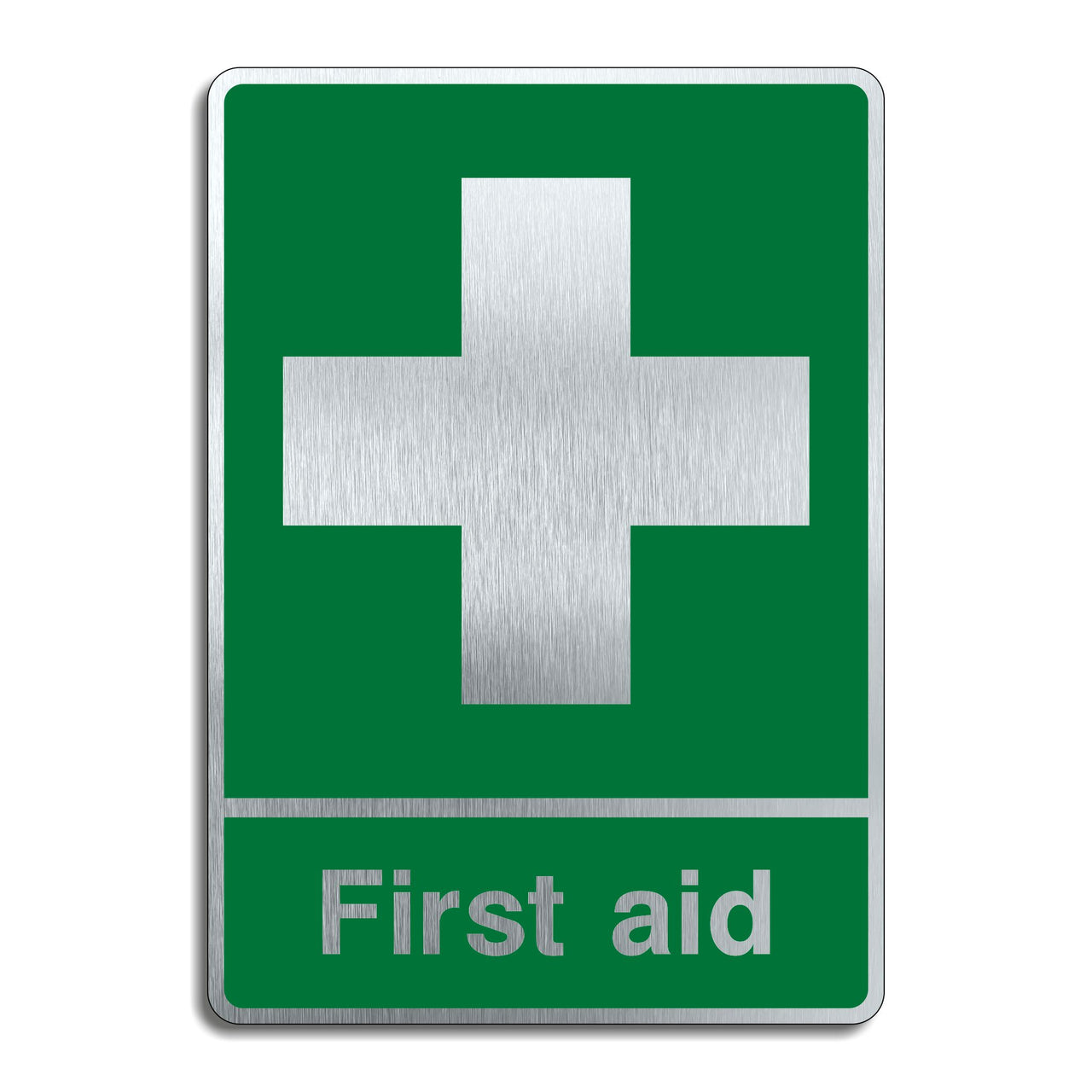 Brushed Aluminium First Aid Sign
