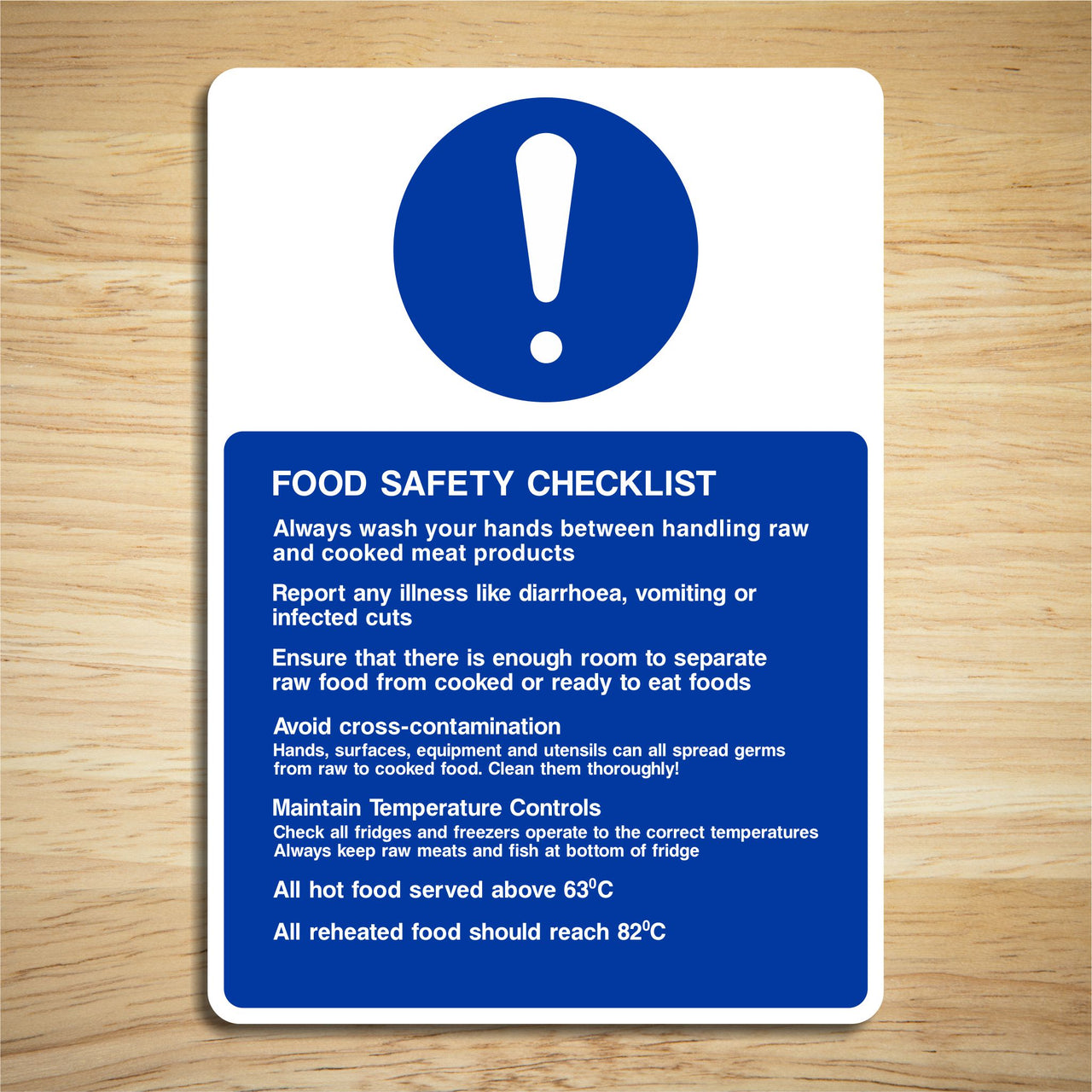 Food Safety Checklist Sign