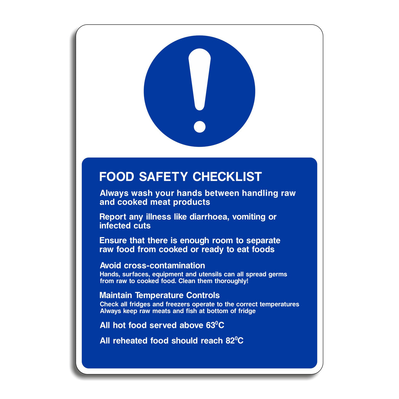 Food Safety Checklist Sign