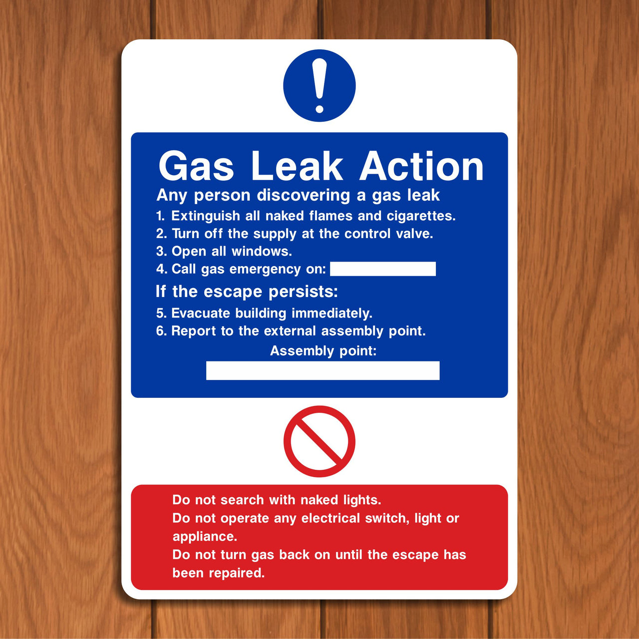 Gas Leak Action Multimessage Sign