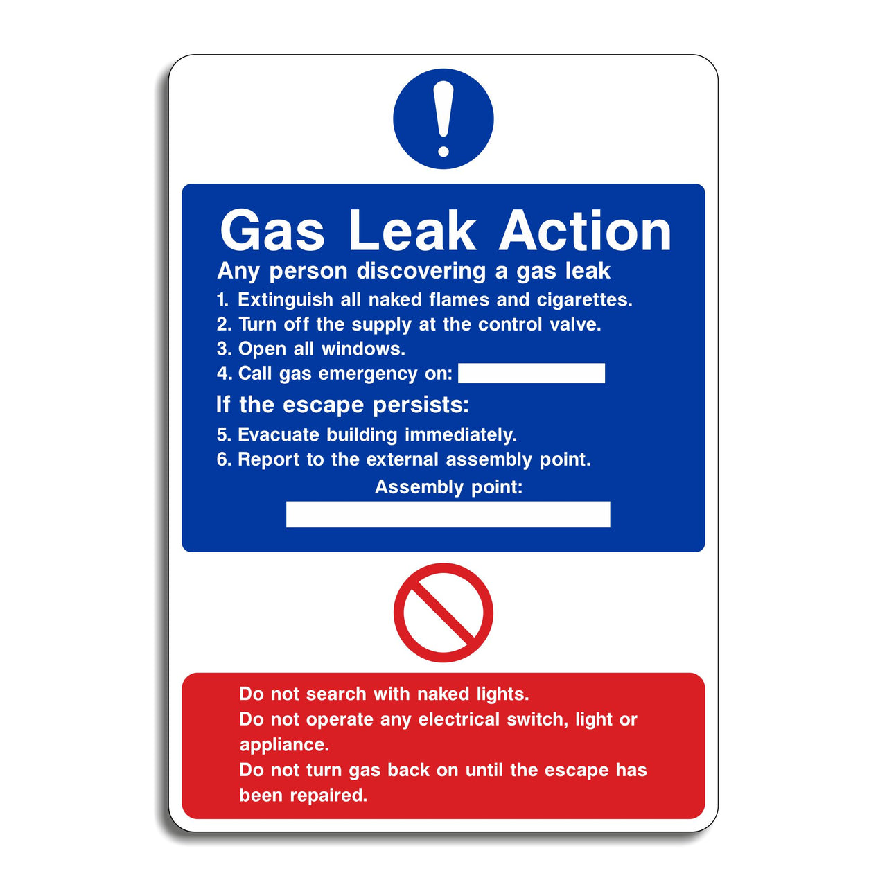 Gas Leak Action Multimessage Sign