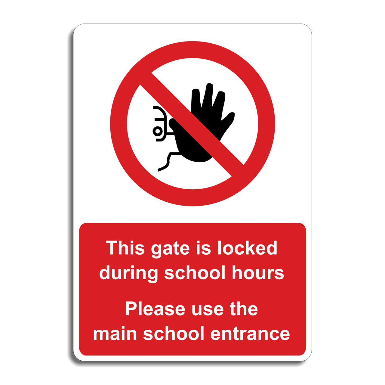 This Gate Is Locked During School Hours Please Use The Main School Entrance Sign