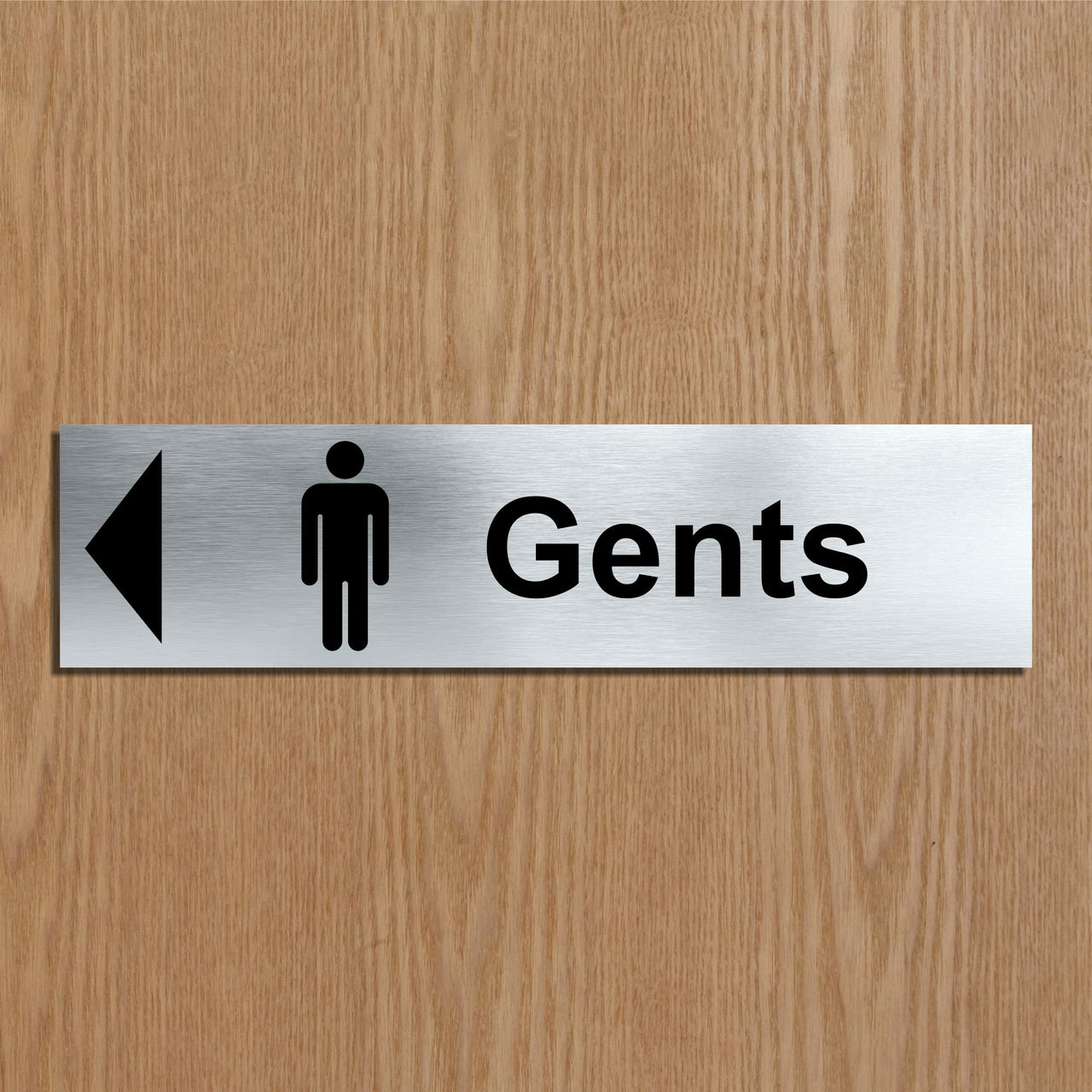 Gents Toilet Door Sign with a Left Pointing Directional Arrow