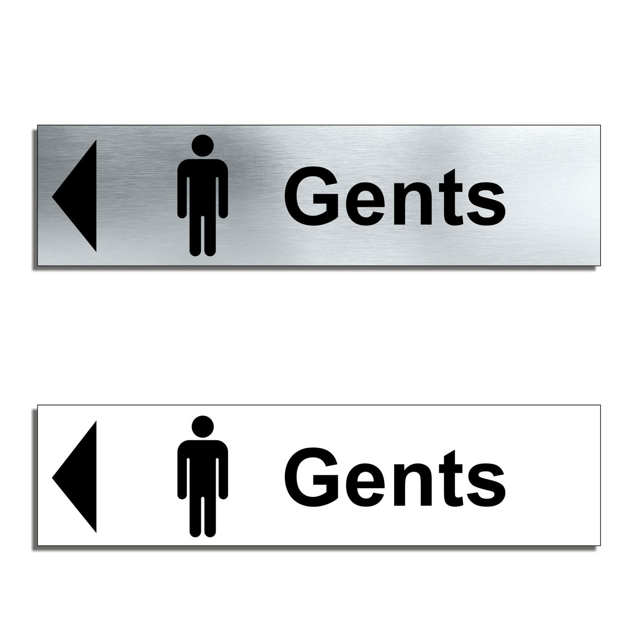 Gents Toilet Door Sign with a Left Pointing Directional Arrow