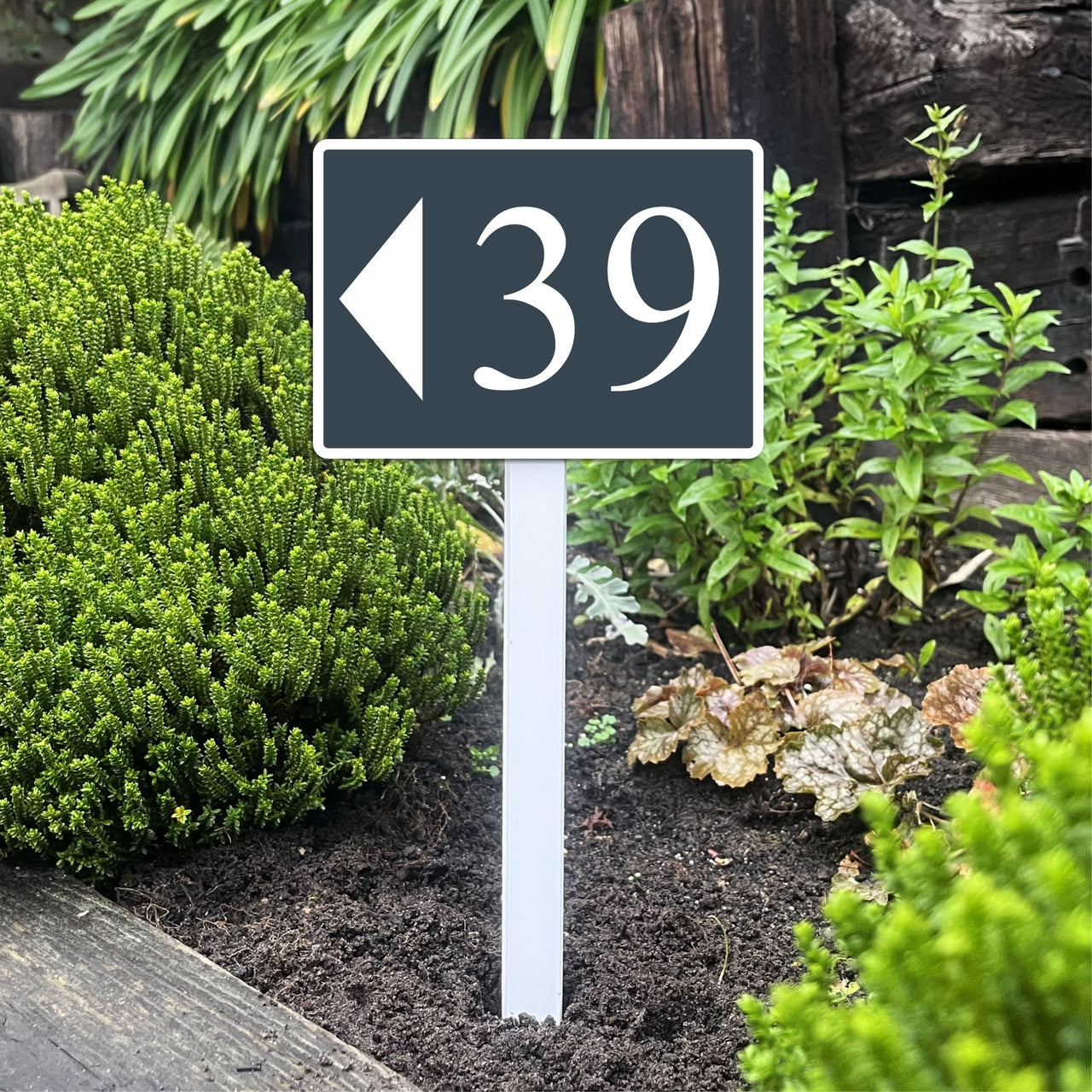 Reflective House Number Sign on Low Level Aluminium Stake/s