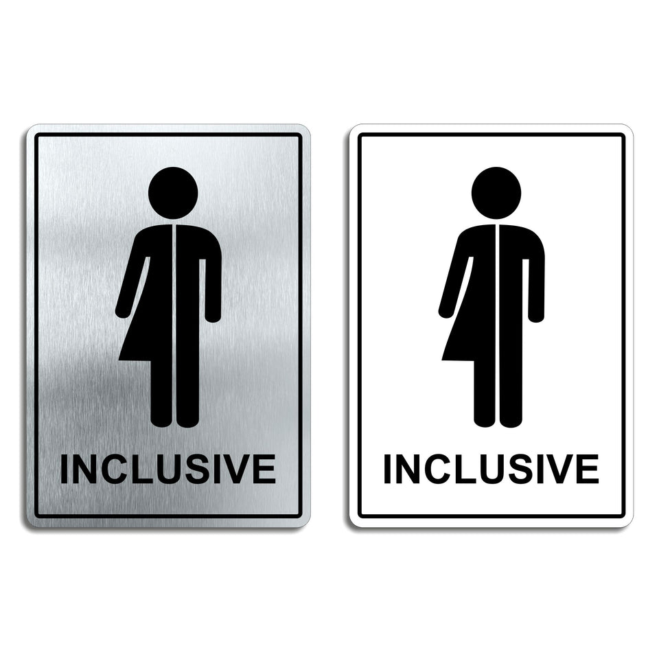 Brushed Aluminium Inclusive Toilet Door Sign