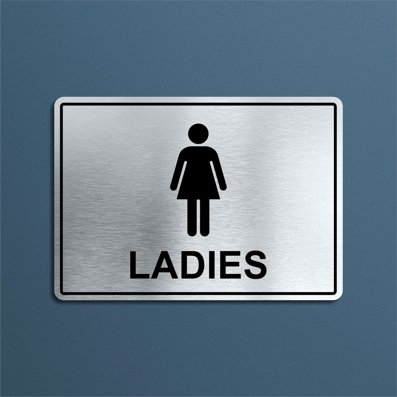 Ladies Brushed Aluminium Toilet Sign
