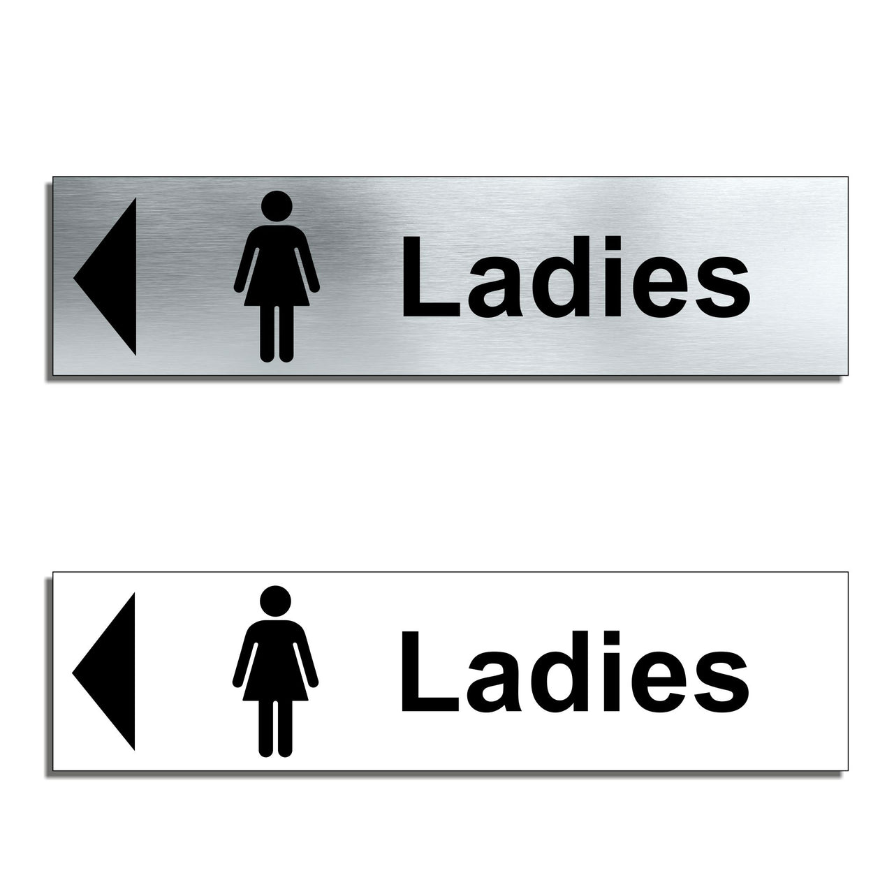 Ladies Toilet Door Sign with a Left Pointing Directional Arrow