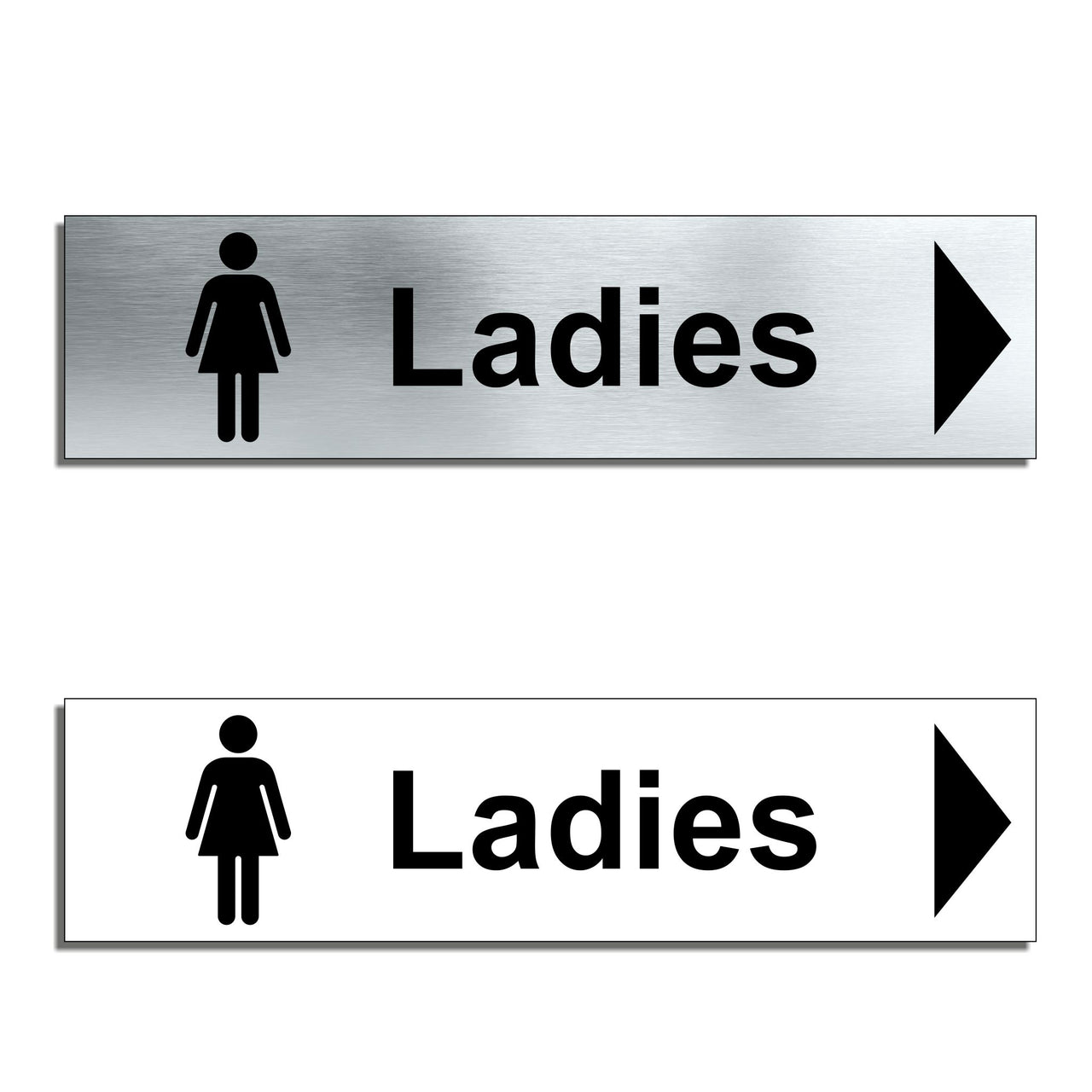 Ladies Toilet Door Sign with a Right Pointing Directional Arrow