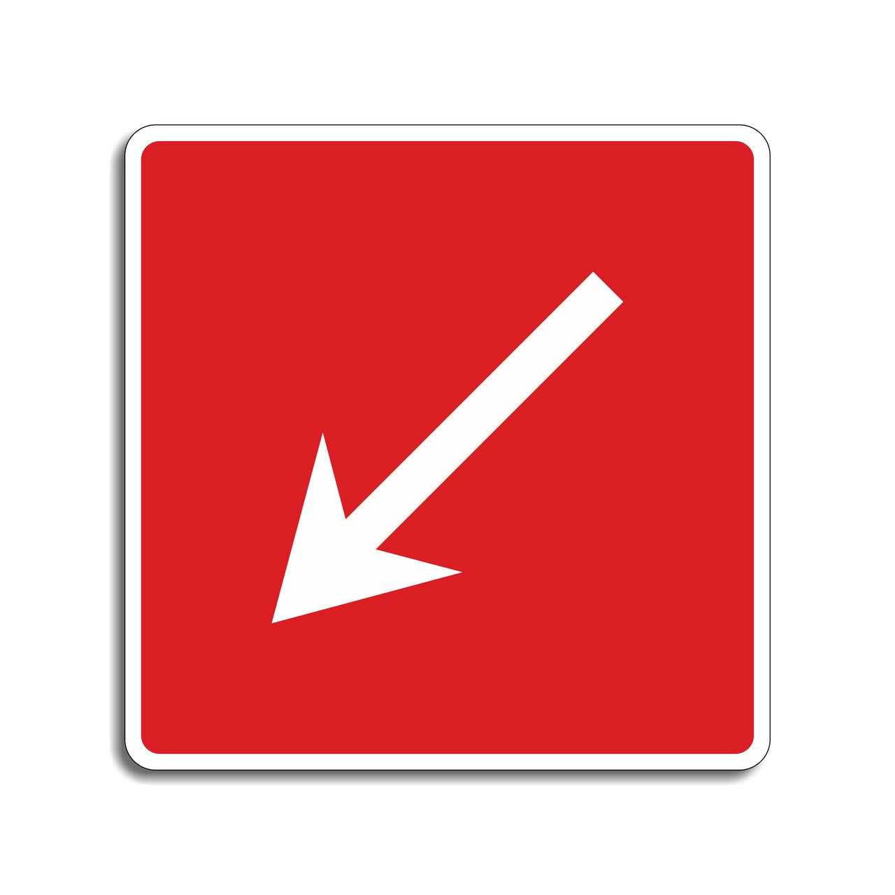 Emergency Directional Sign with Downward and Left Pointing Arrow