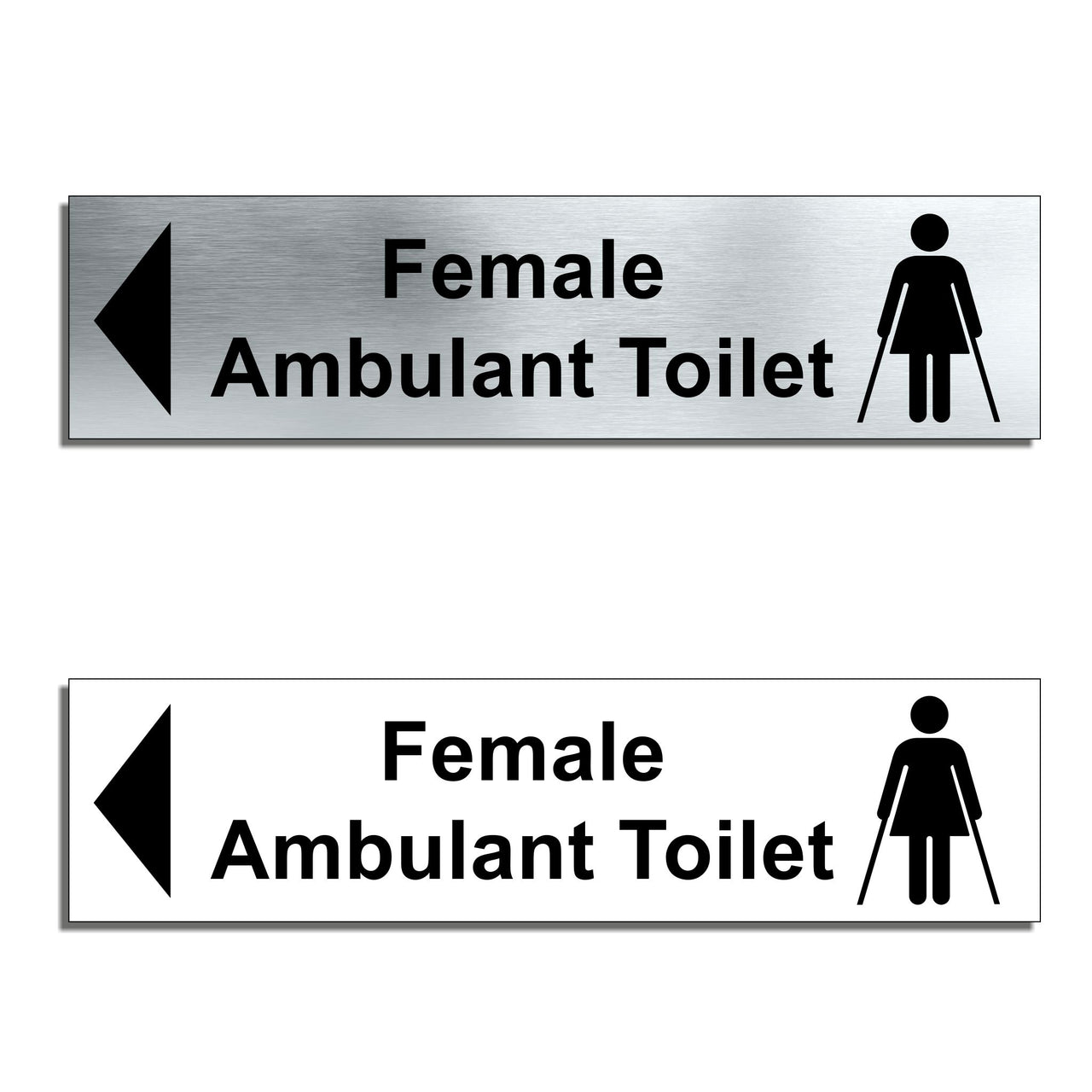 Female Ambulant Toilet Door Sign with a Left Pointing Directional Arrow