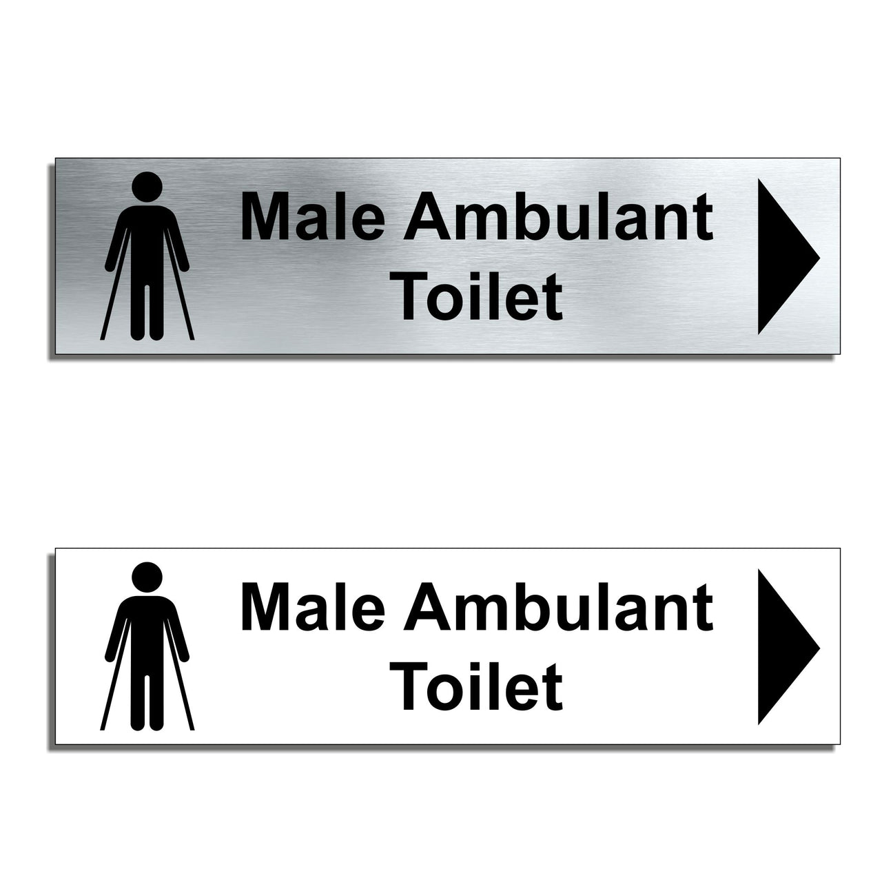 Male Ambulant Toilet Door Sign with a Right Pointing Directional Arrow