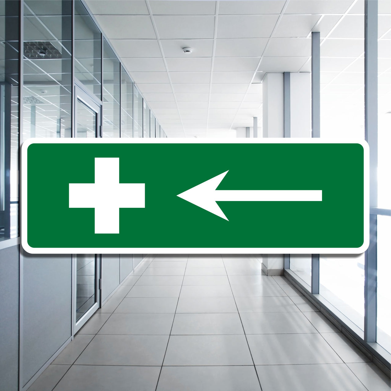 First Aid Sign - Left Arrow Directional Sign