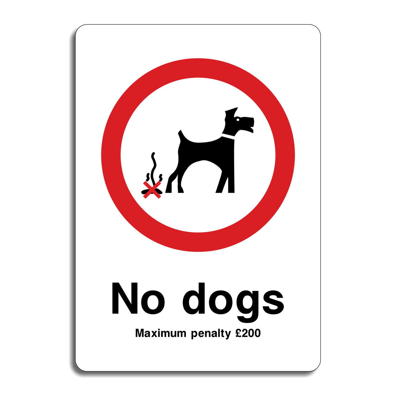 No Dogs Maximum Penalty £200 Sign
