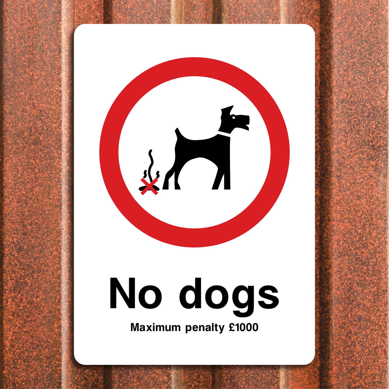 No Dogs Maximum Penalty £1000 Sign