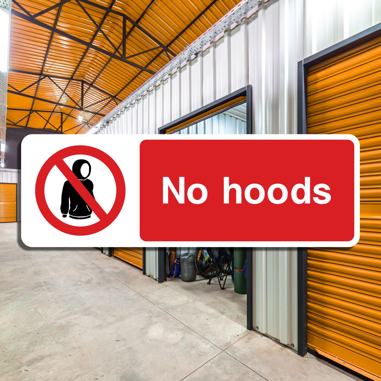 No Hoods Sign