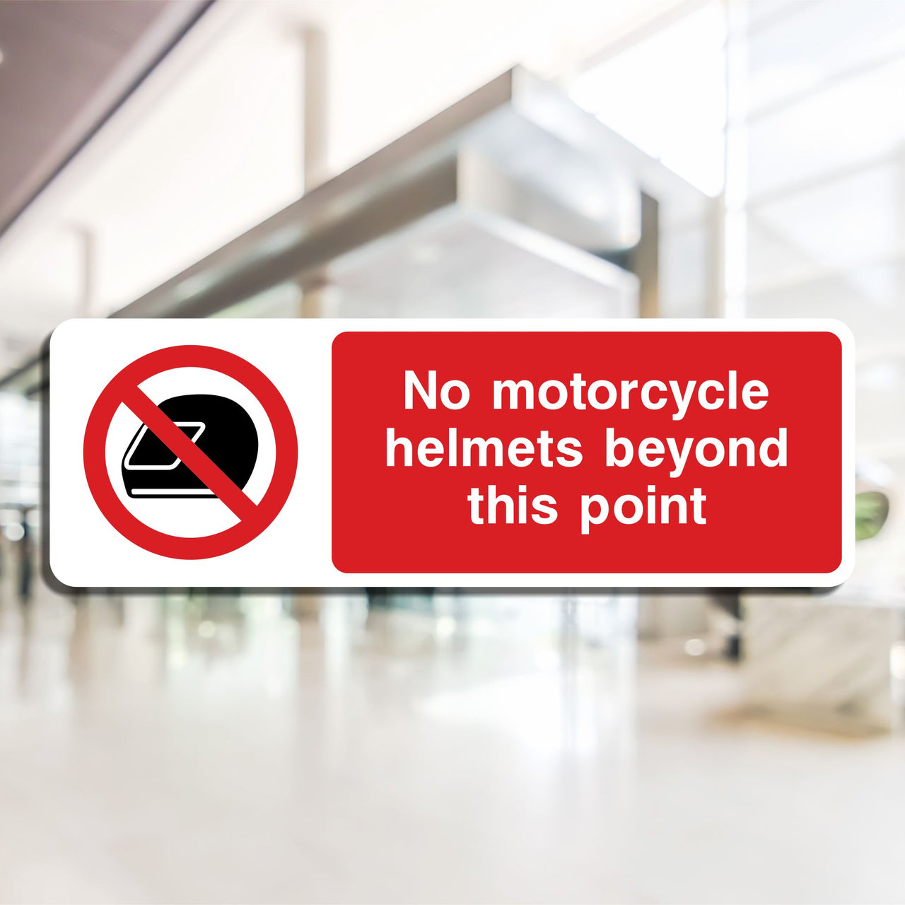 No Motorcycle Helmets Beyond This Point Sign