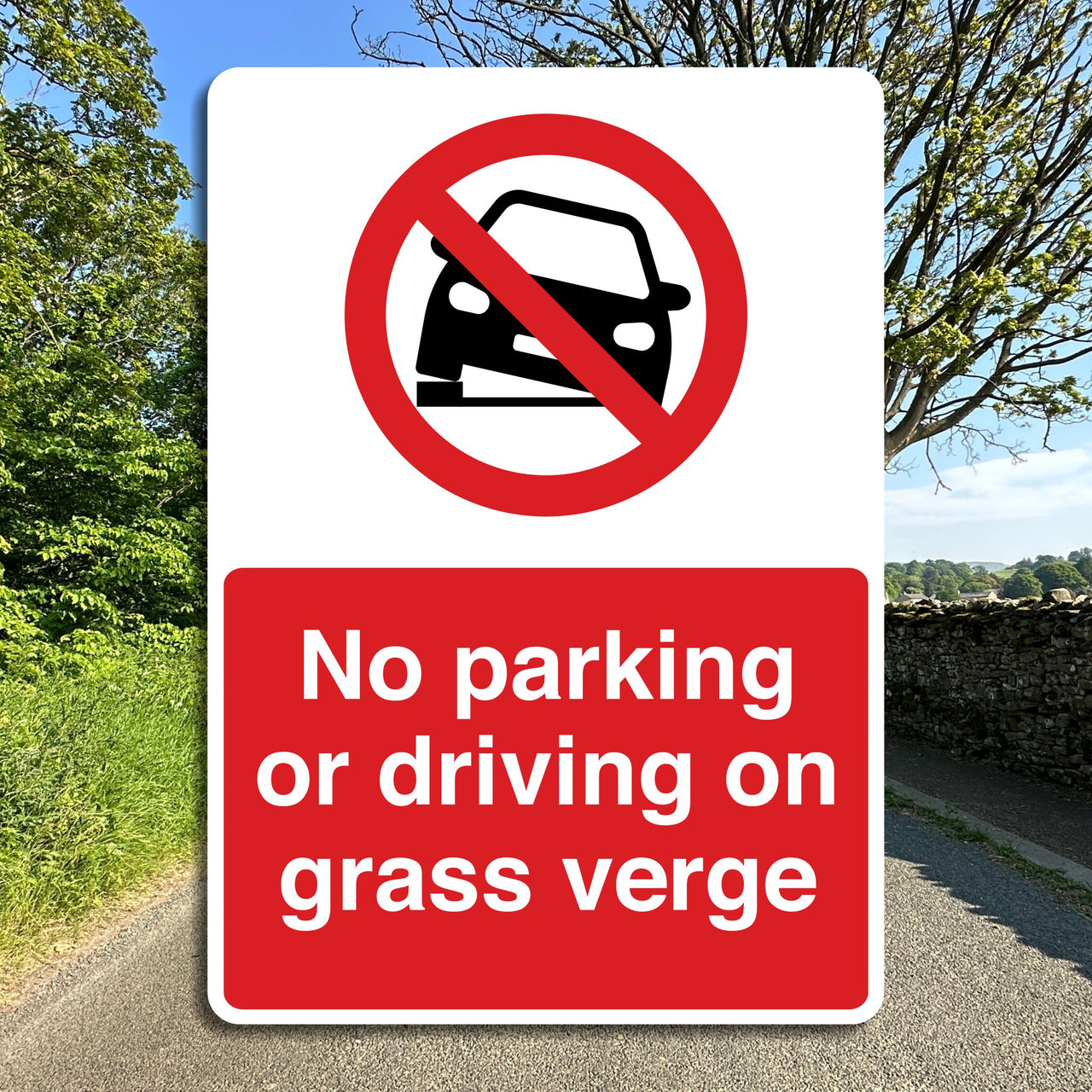 No Parking Or Driving On Grass Verge Sign