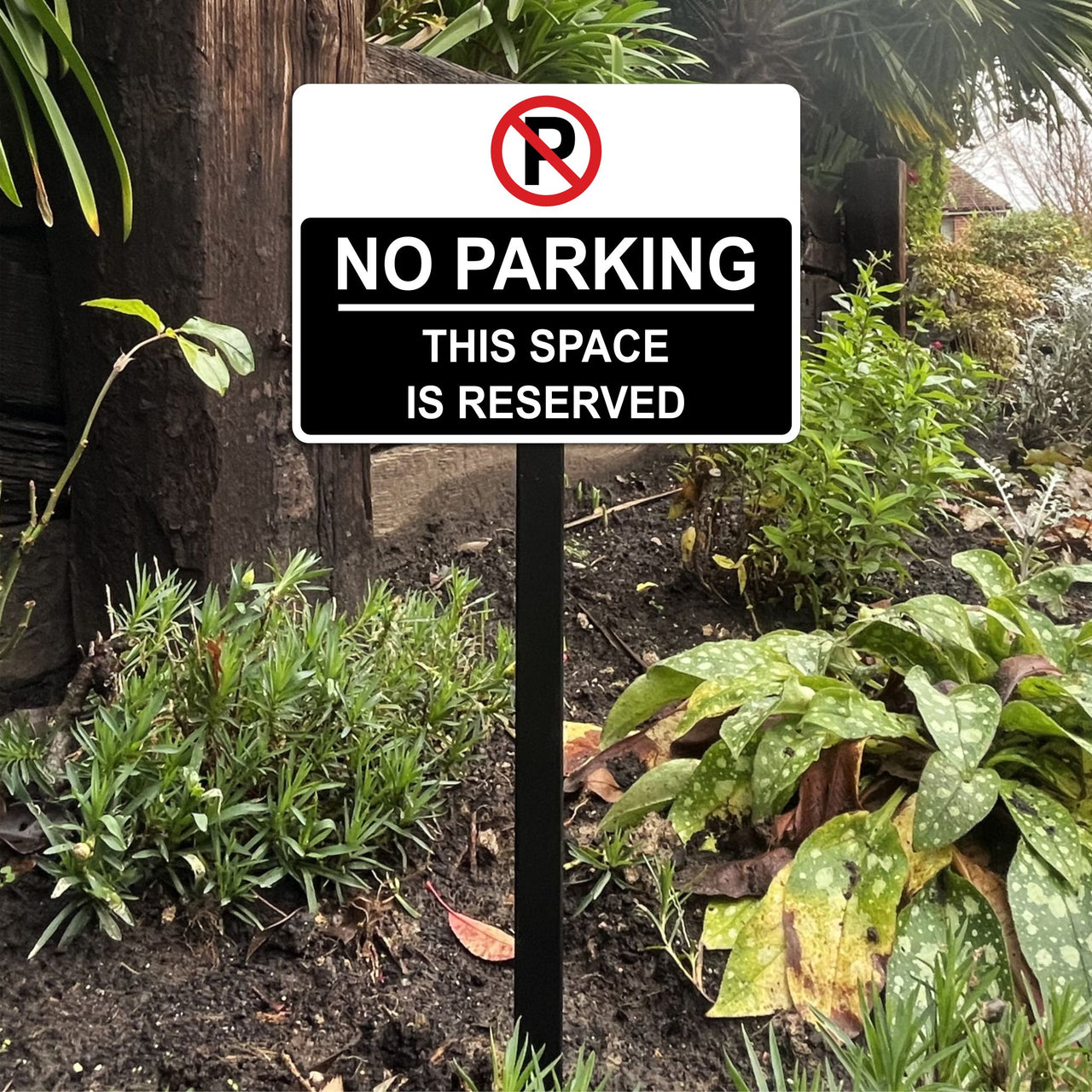 No Parking This Space is Reserved Sign on Low Level Aluminium Stake/s