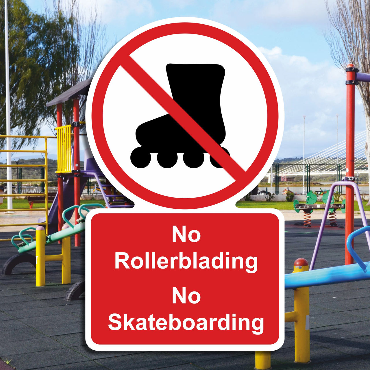 No Rollerblading No Skateboarding Sign