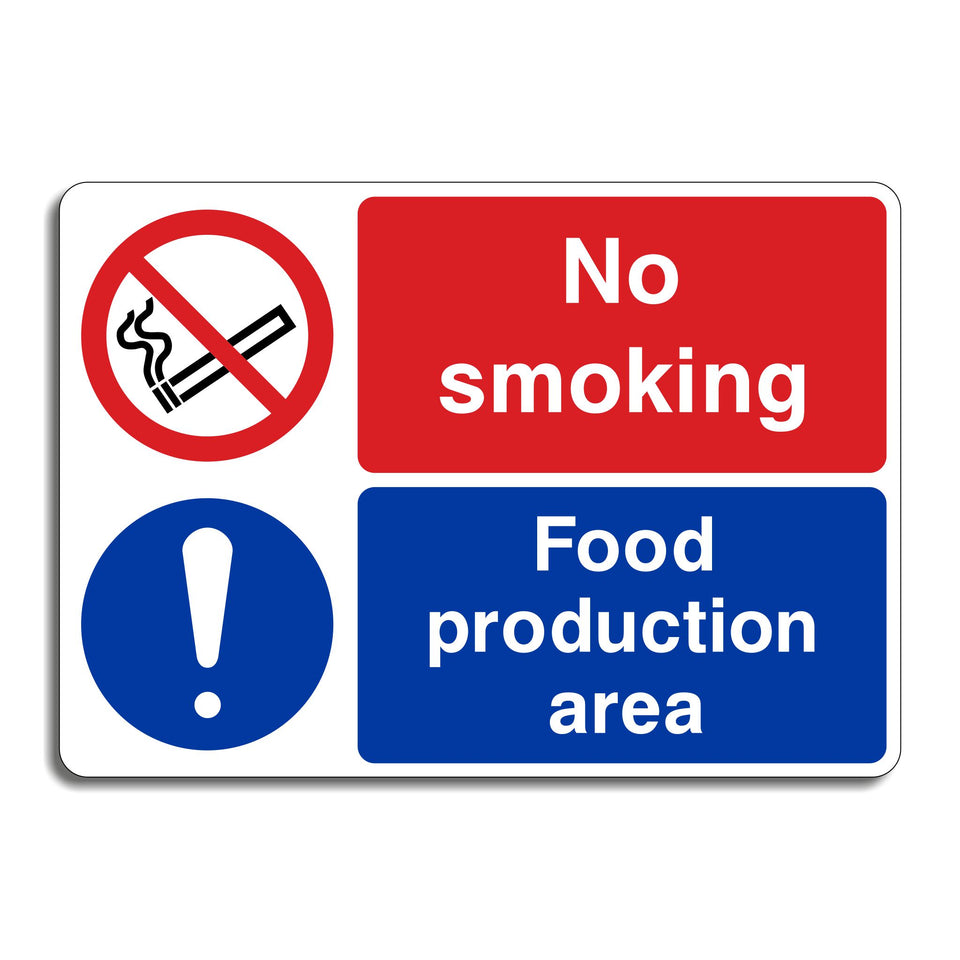 No Smoking Food Production Area Sign