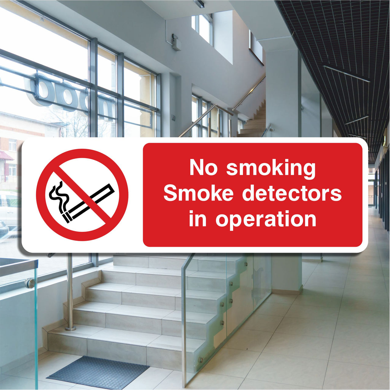 No Smoking Smoke Detectors In Operation Sign