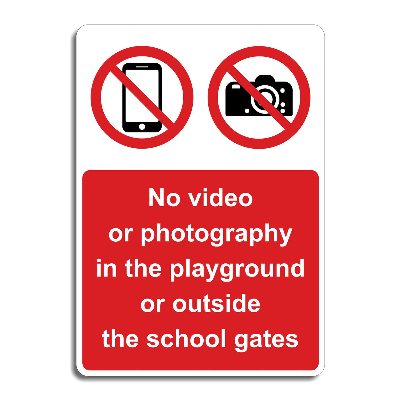 No Video Or Photography In The Playground Or Outside The School Gates Sign