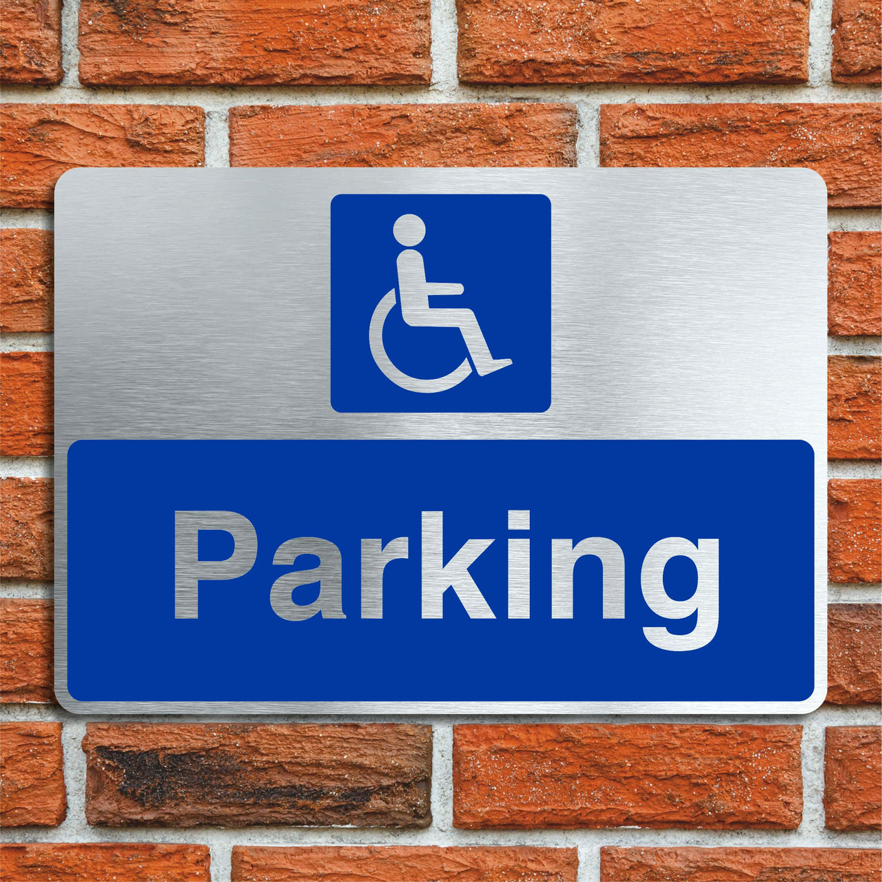 Brushed Aluminum Disabled Parking Sign