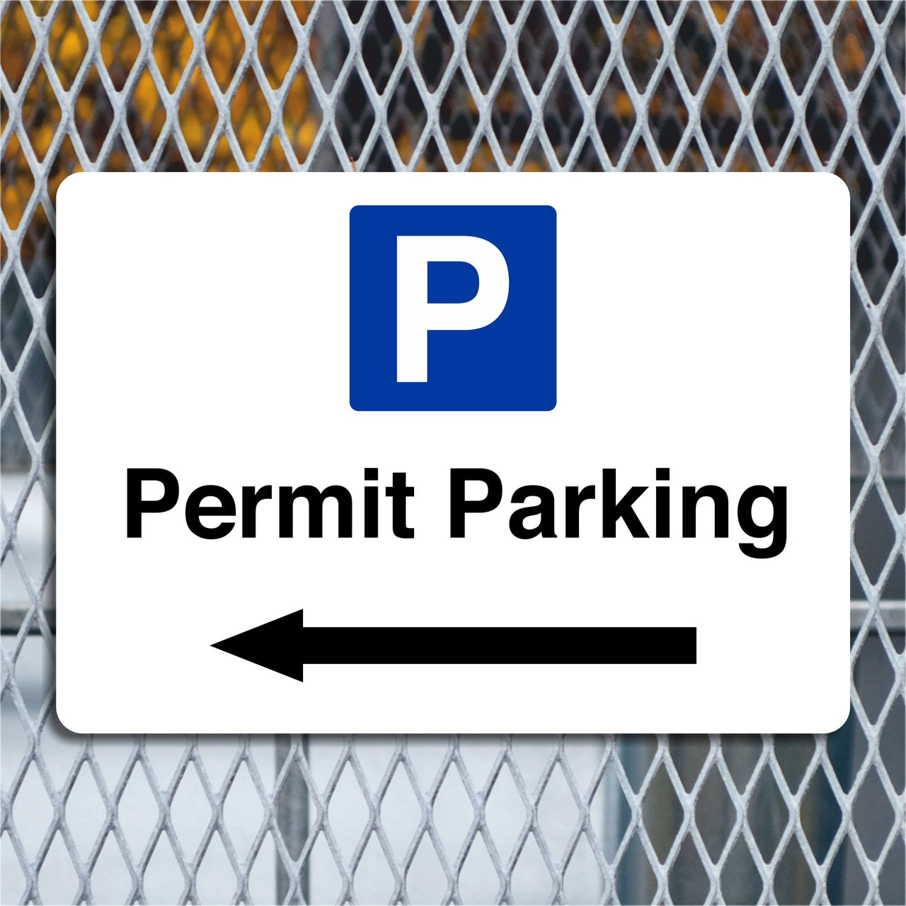 Permit Parking Sign with a Left Pointing Directional Arrow