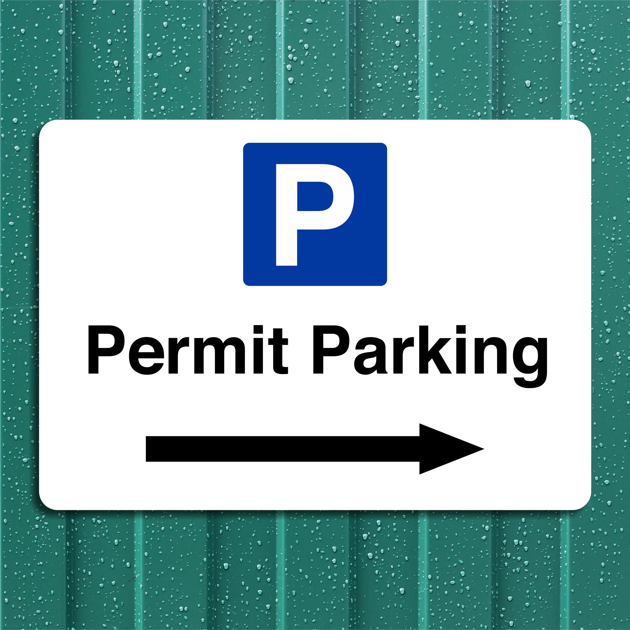 Permit Parking Sign with a Right Pointing Directional Arrow