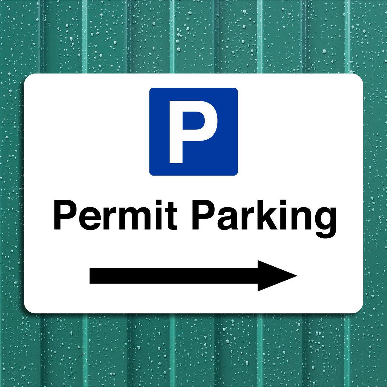 Permit Parking Sign with a Right Pointing Directional Arrow