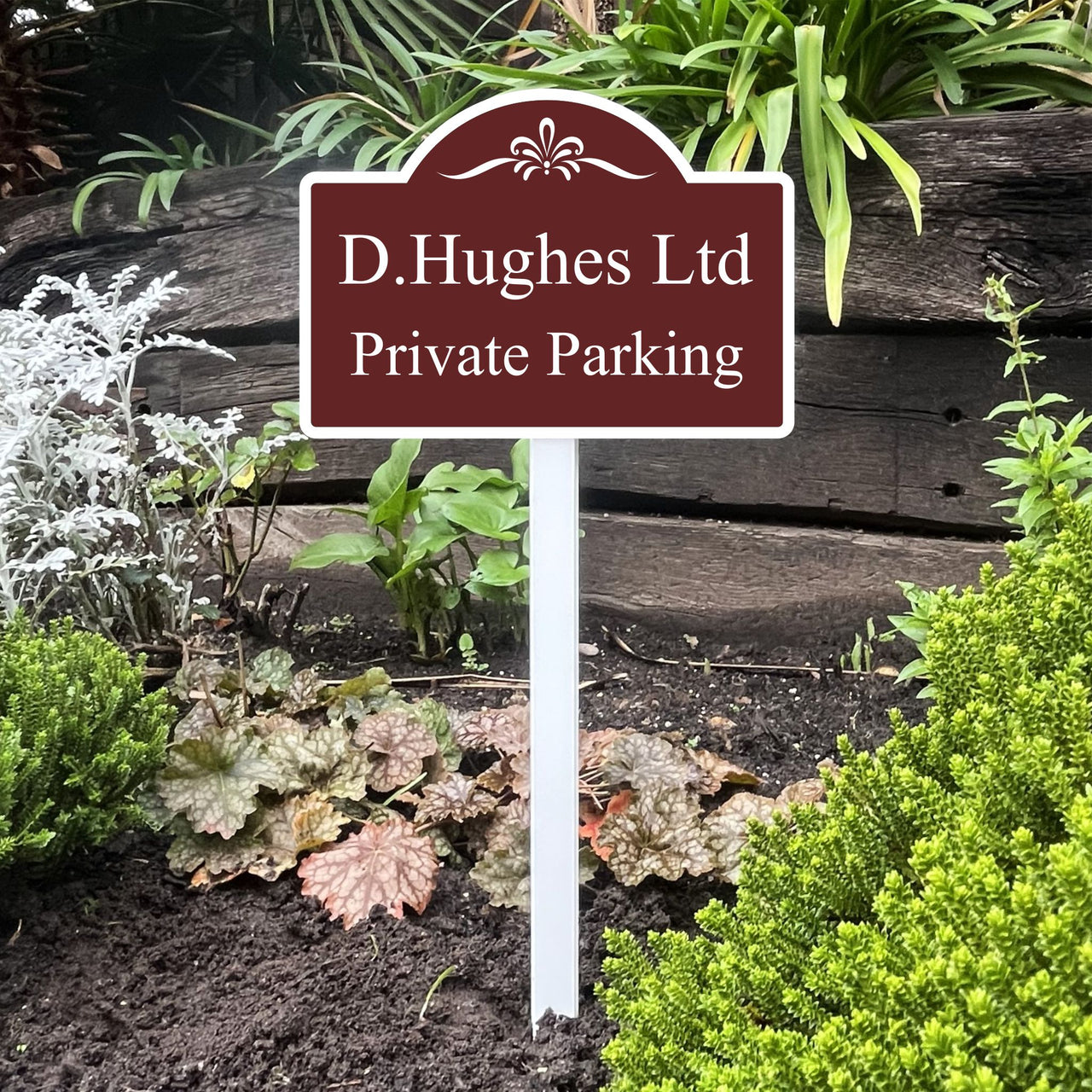 Personalised Reflective Parking Sign on Low Level Aluminium Stake/s