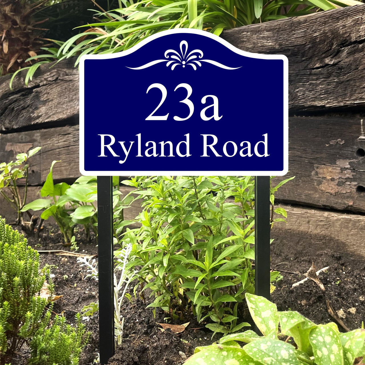 Personalised House Sign on Low Level Aluminium Stake/s