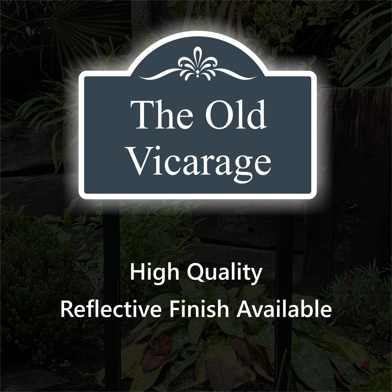 Reflective House Sign on Low Level Aluminium Stake/s