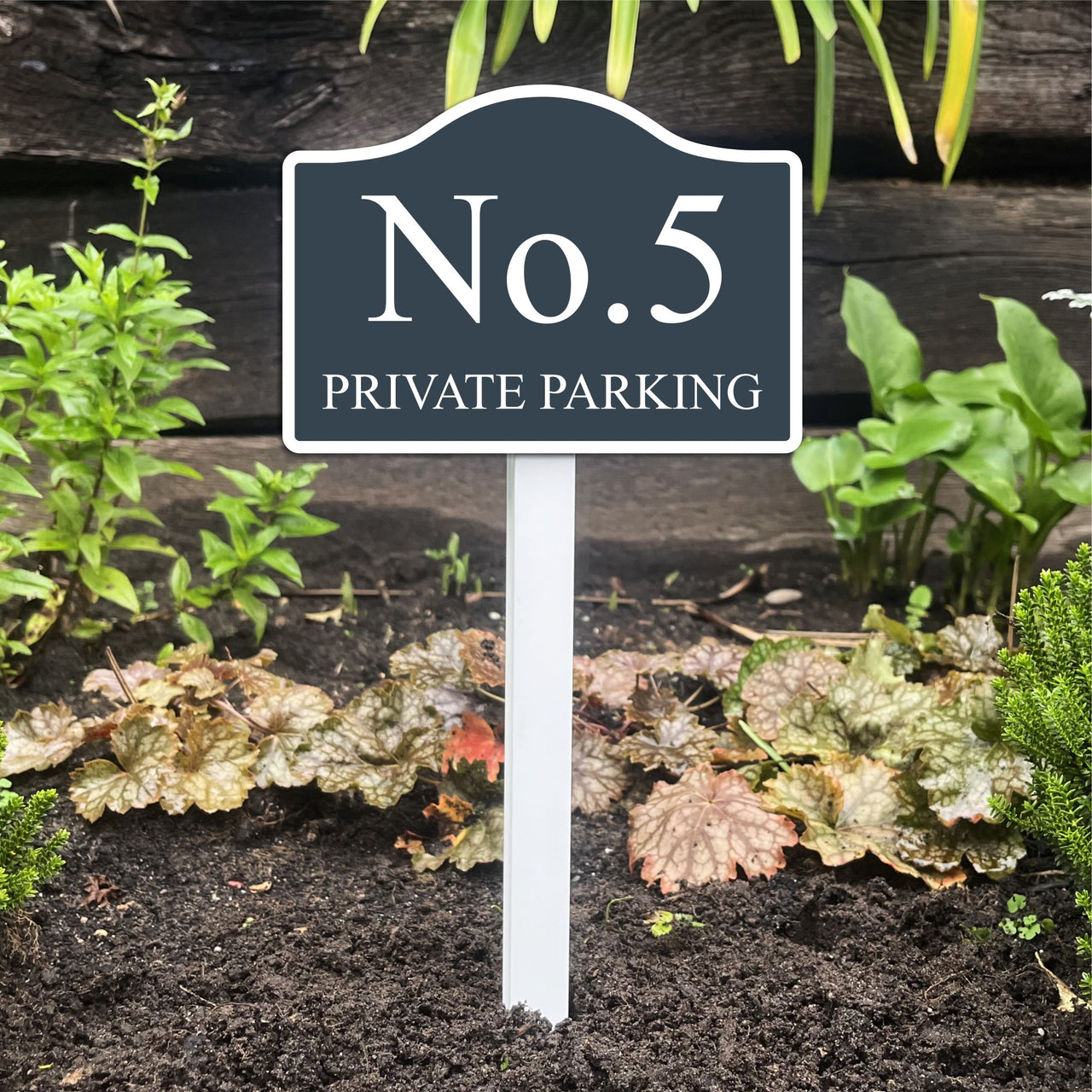 Personalised Private Parking Marker Sign on Low Level Aluminium Stake/s