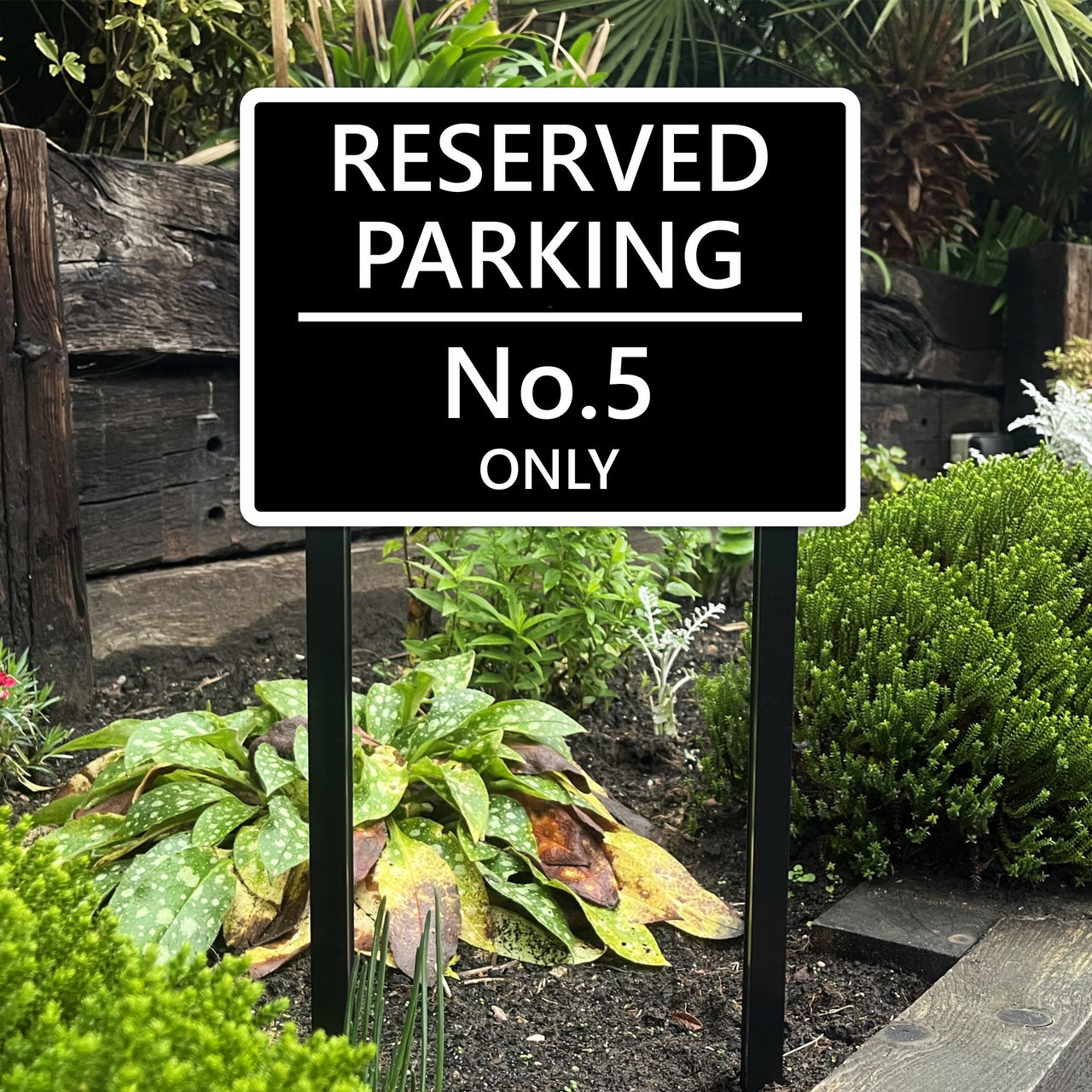 Reserved Parking Sign Personalised Sign on Low Level Aluminium Stake/s
