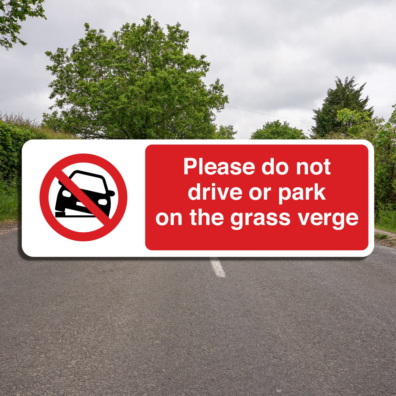 Please Do Not Drive Or Park On The Grass Verge Sign