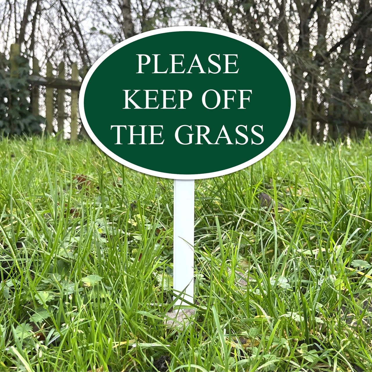 Keep Off The Grass Sign on Low Level Aluminium Stake/s