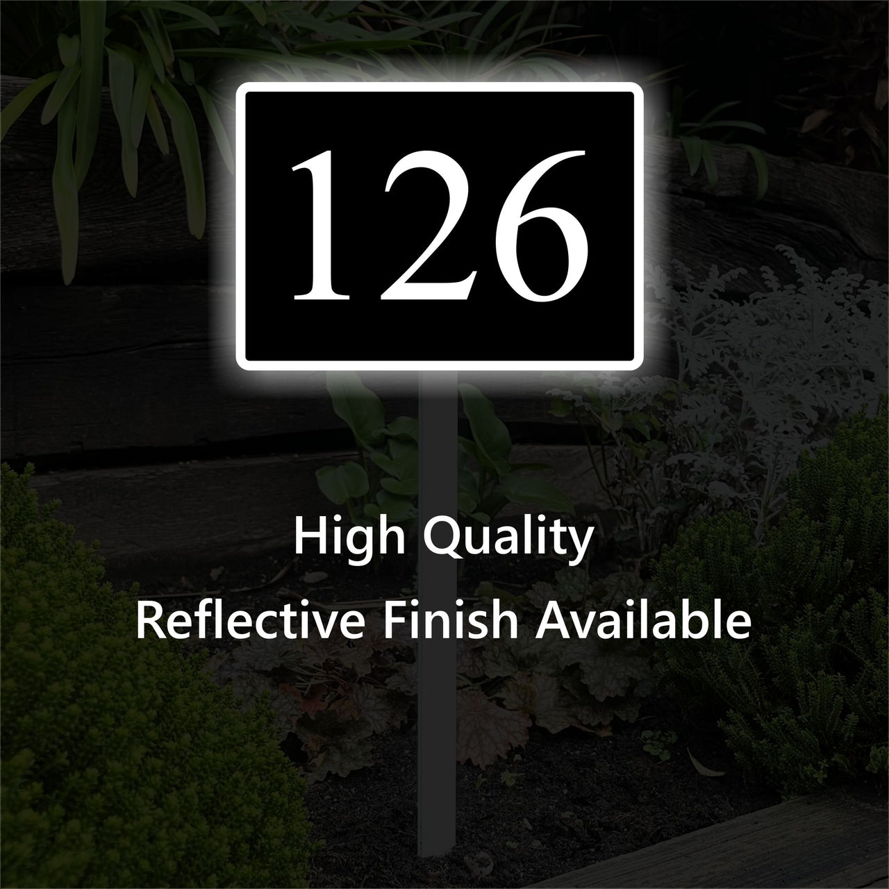 Reflective House Number Sign on Low Level Aluminium Stake/s