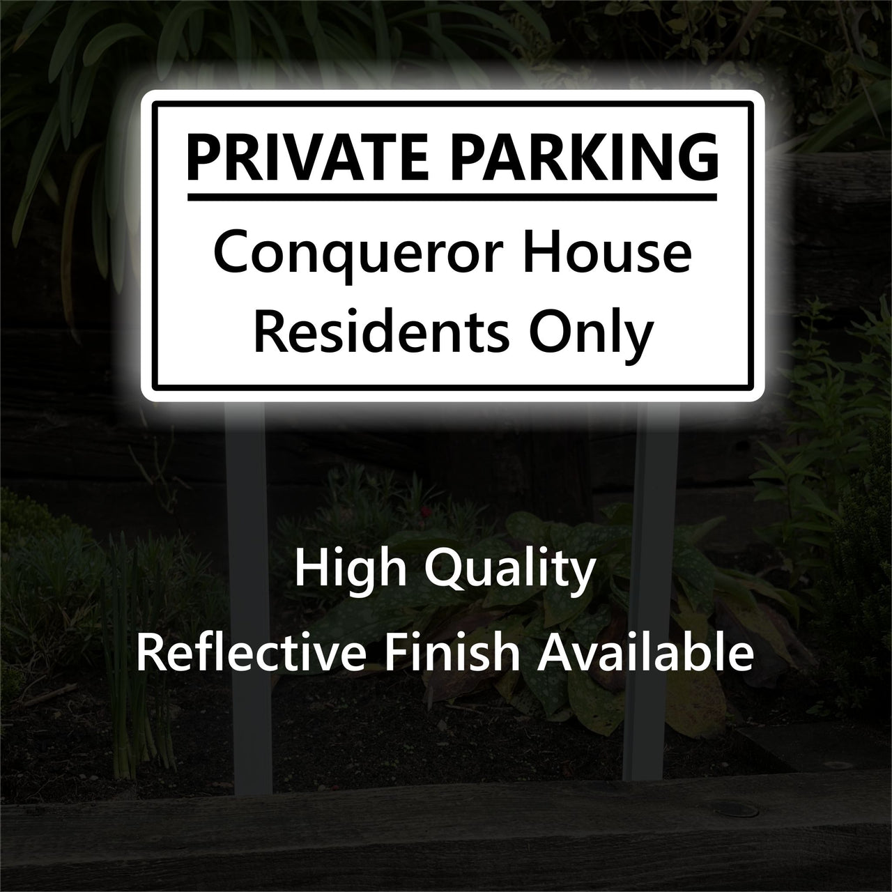 Personalised Private Parking Sign on Low Level Aluminium Stake/s
