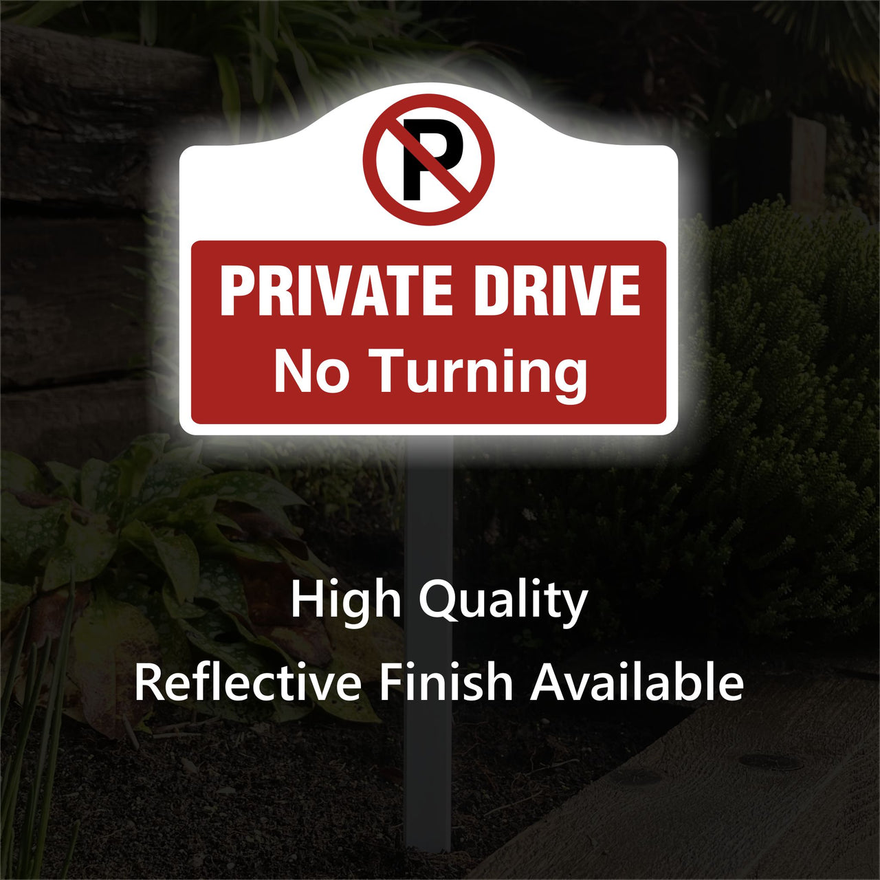 Reflective Private Drive Sign on Low Level Aluminium Stake/s
